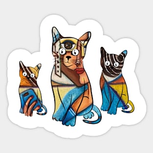 Funny cats with artwork Sticker